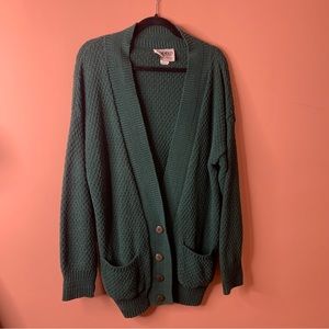 Cozy 100% Cotton Cardigan in Rich Green